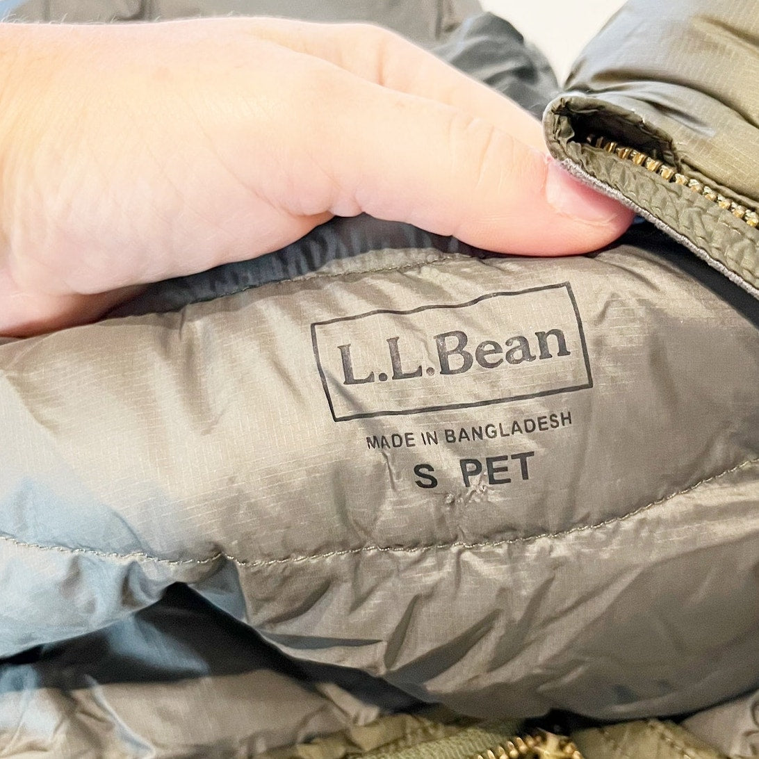 L.L. Bean 850 Fill Down Ultralight Mid Length Parka Coat Jacket Olive Green SP