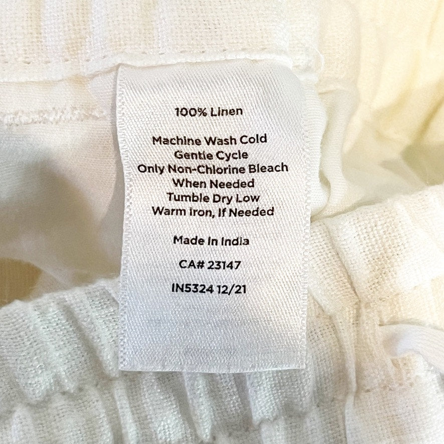 Talbots Washed 100% Linen High Rise Wide Leg Relaxed Cropped Pants White Small