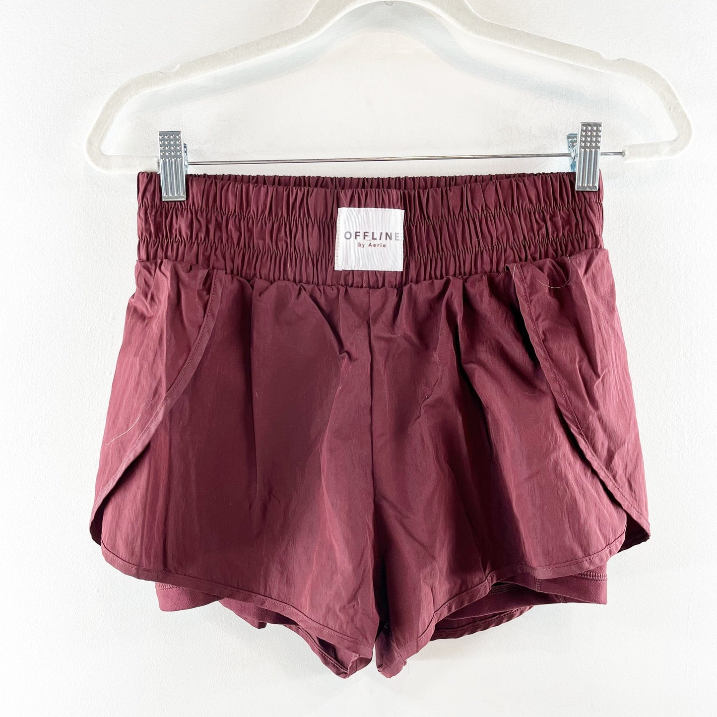 Aerie The Hugger Champ Boxer Style Athletic Shorts Maroon Burgundy Small