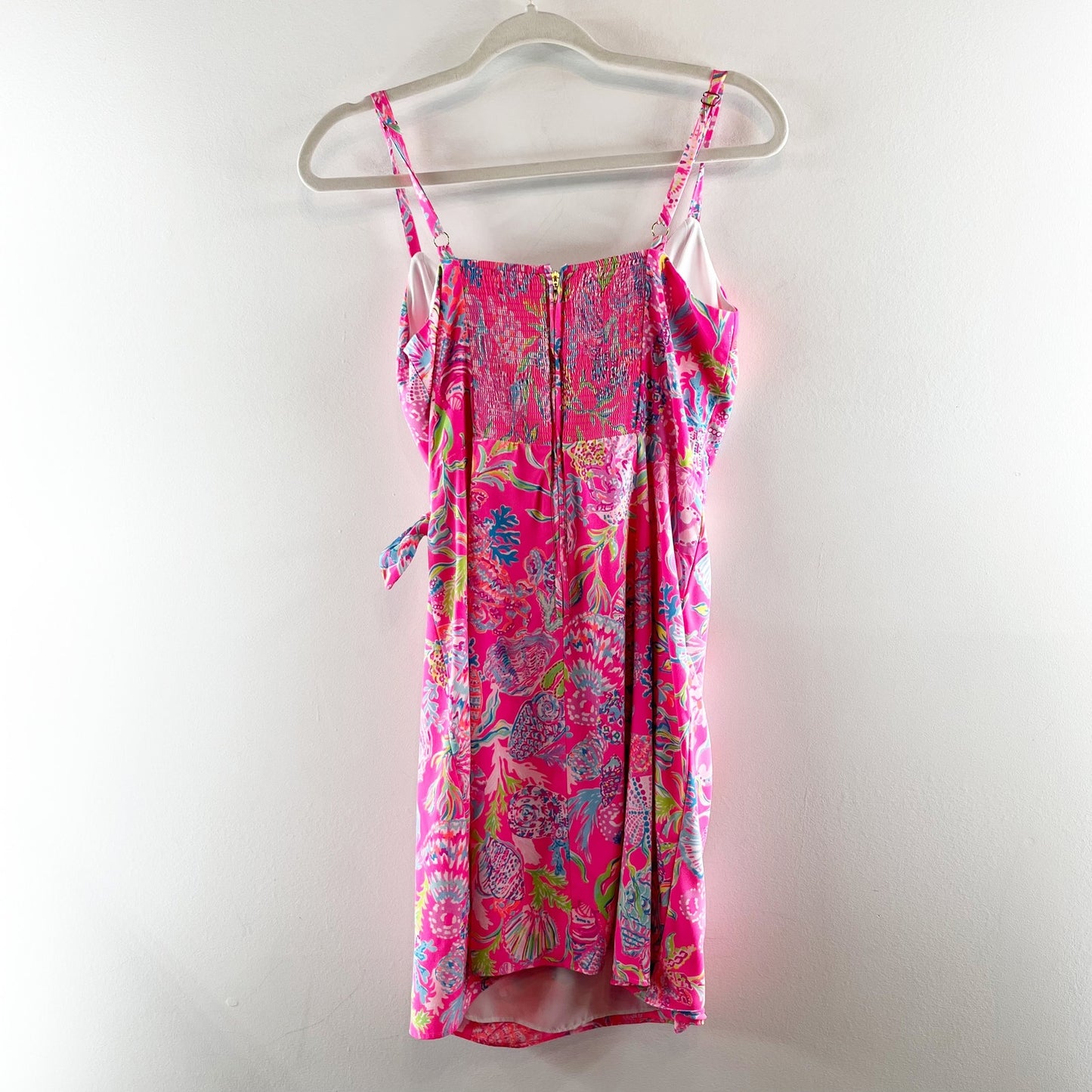 Lilly Pulitzer Scarlet Stretch Mini V Neck Faux Wrap Dress Pink 8