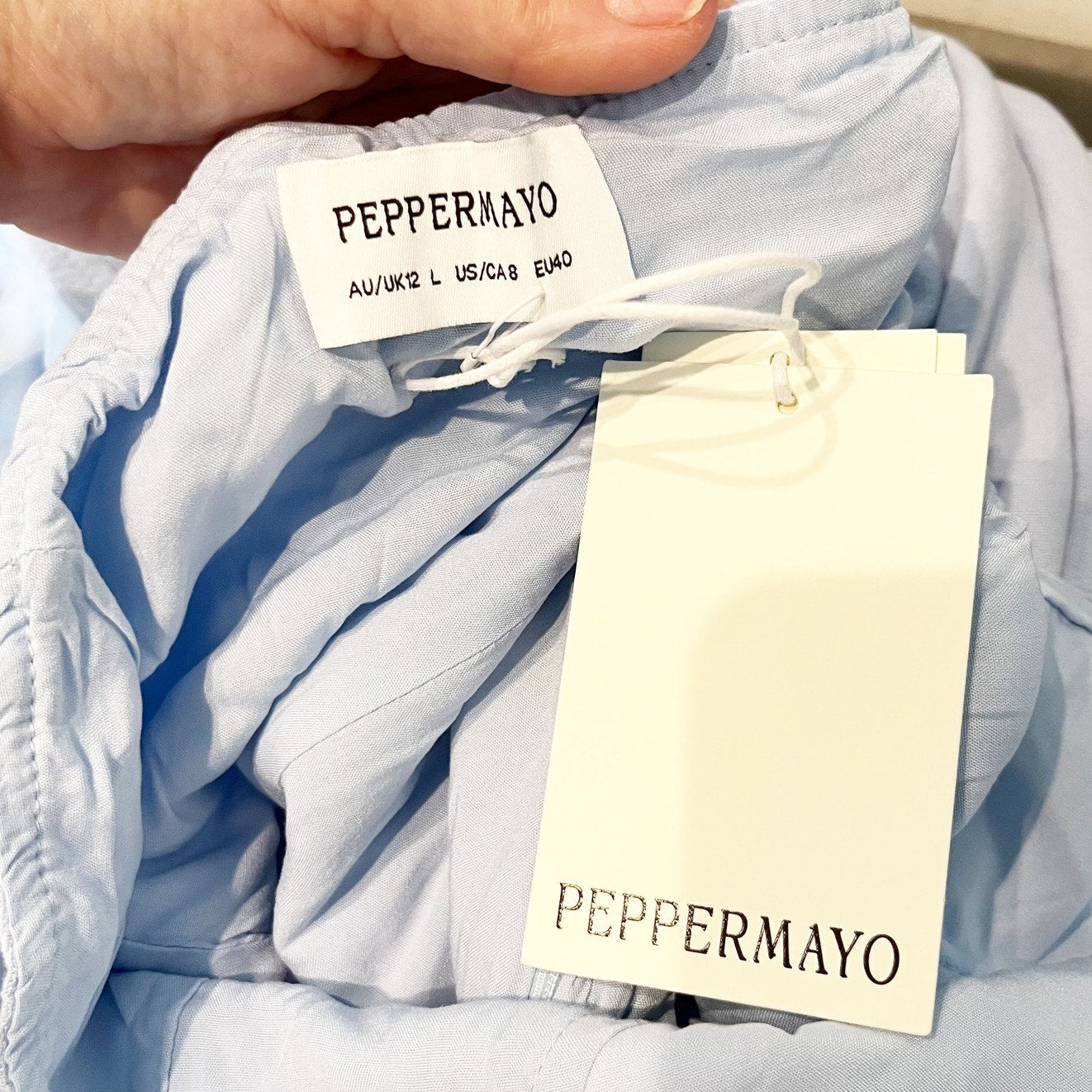 Peppermayo Strapless Esra Linen Maxi Slip Dress Blue 8