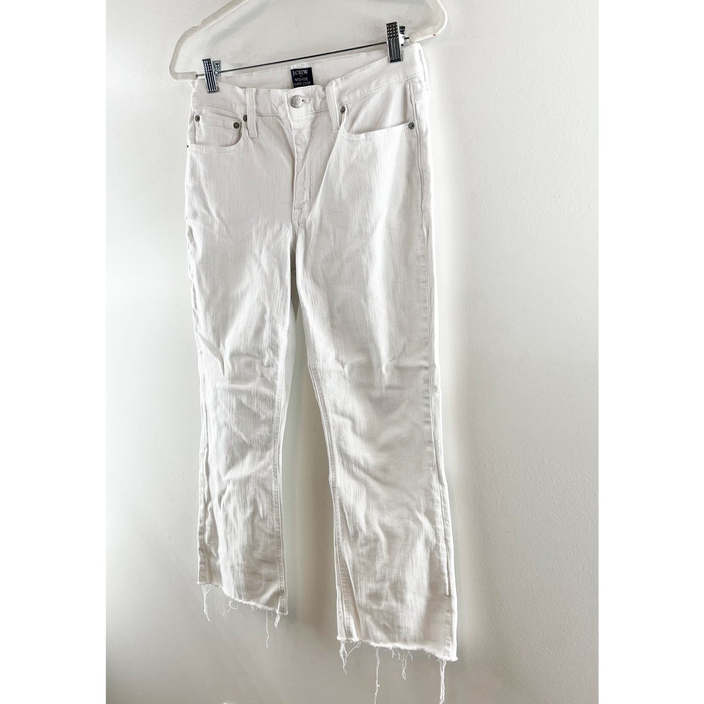 J. Crew Mid Rise Flare Crop Raw Hem Jeans White 29 / 8