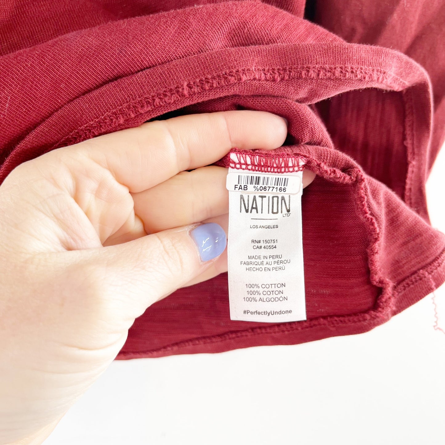 Nation LTD Asymmetrical Notch Neckline 3/4 Puff Sleeve Top Shirt Red Maroon S