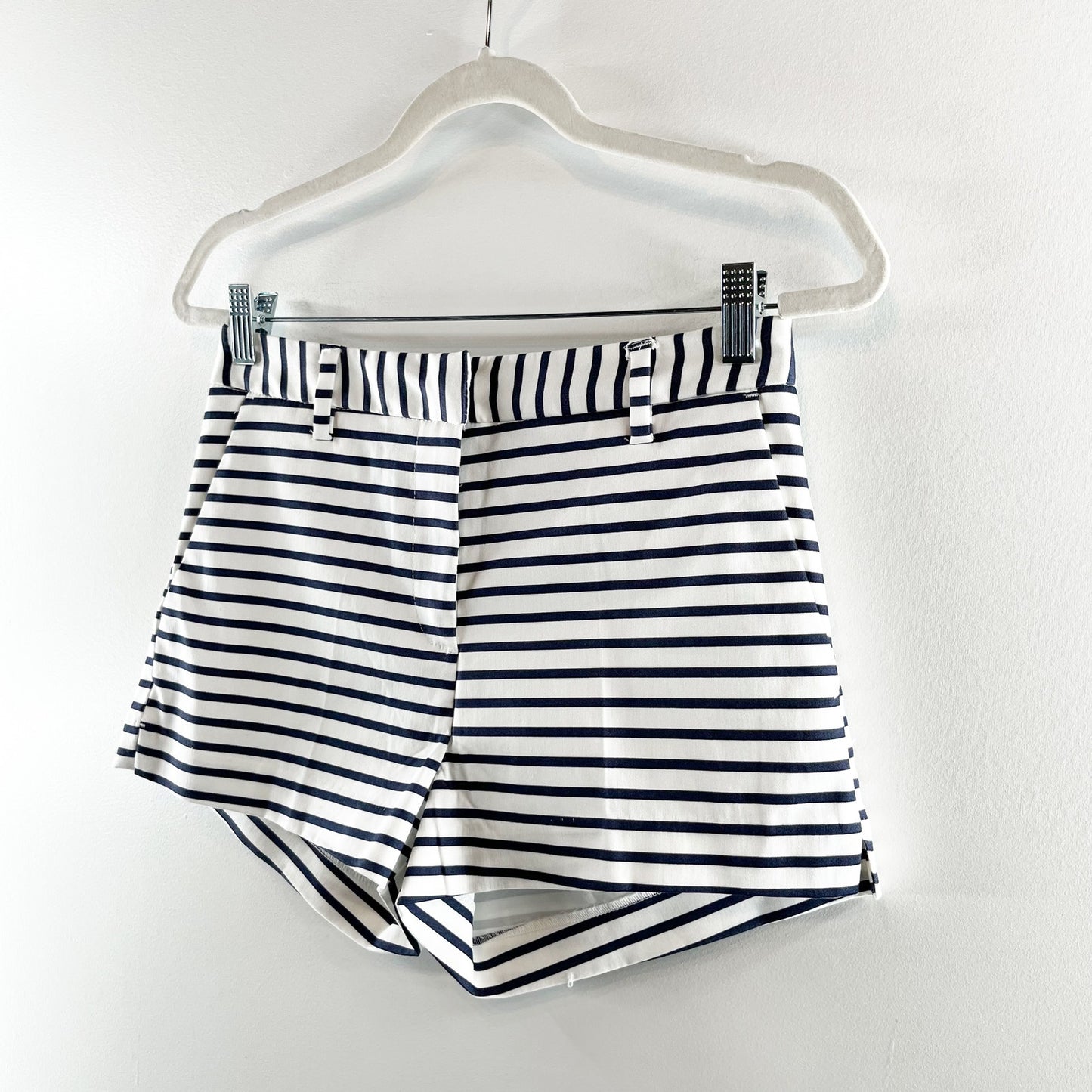 H&M High Rise Striped Chino Shorts Blue White 6