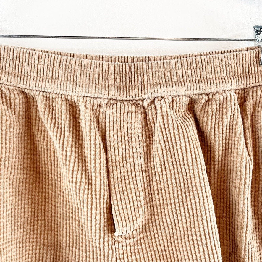 Aerie Corduroy Pull On Elastic Waist Boxer Style Shorts Brown Large