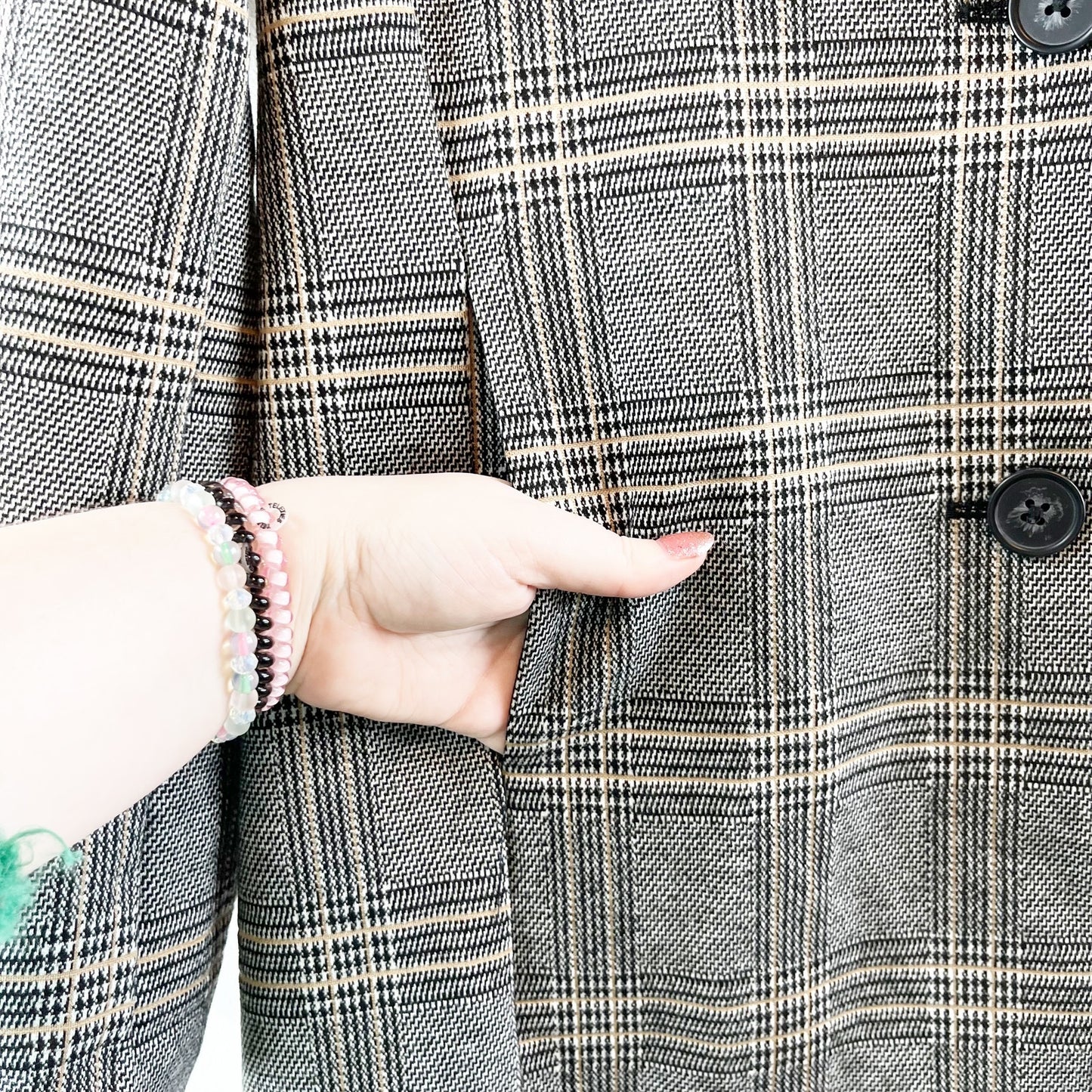 Avec Les Filles Anthropologie Oversized Longline Plaid Blazer Jacket Gray Small