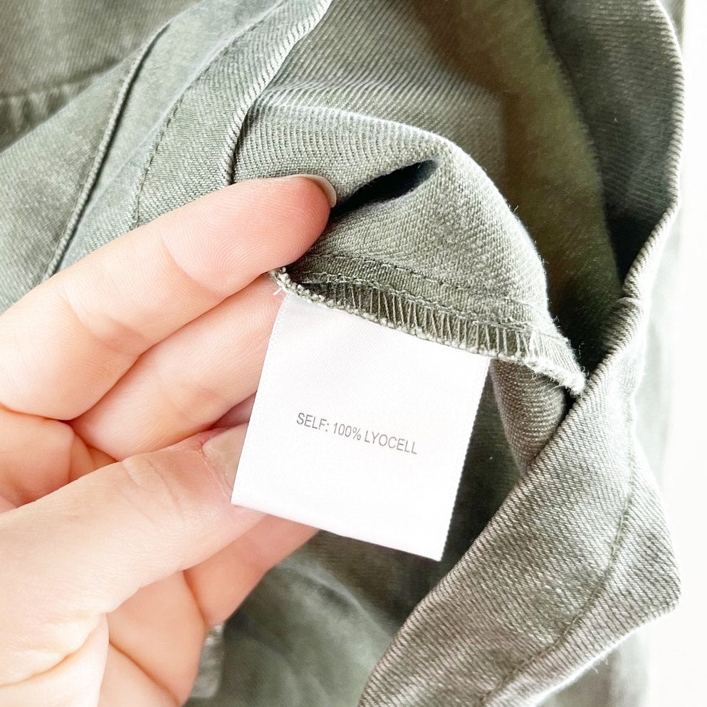 Jane + Delancey Long Sleeve Boxy Canvas Utility Jacket Shacket Green Medium