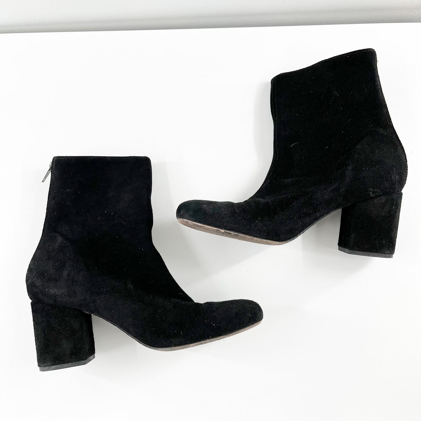 Free People Cecile Suede Block Heel Ankle Boots Booties Black 9