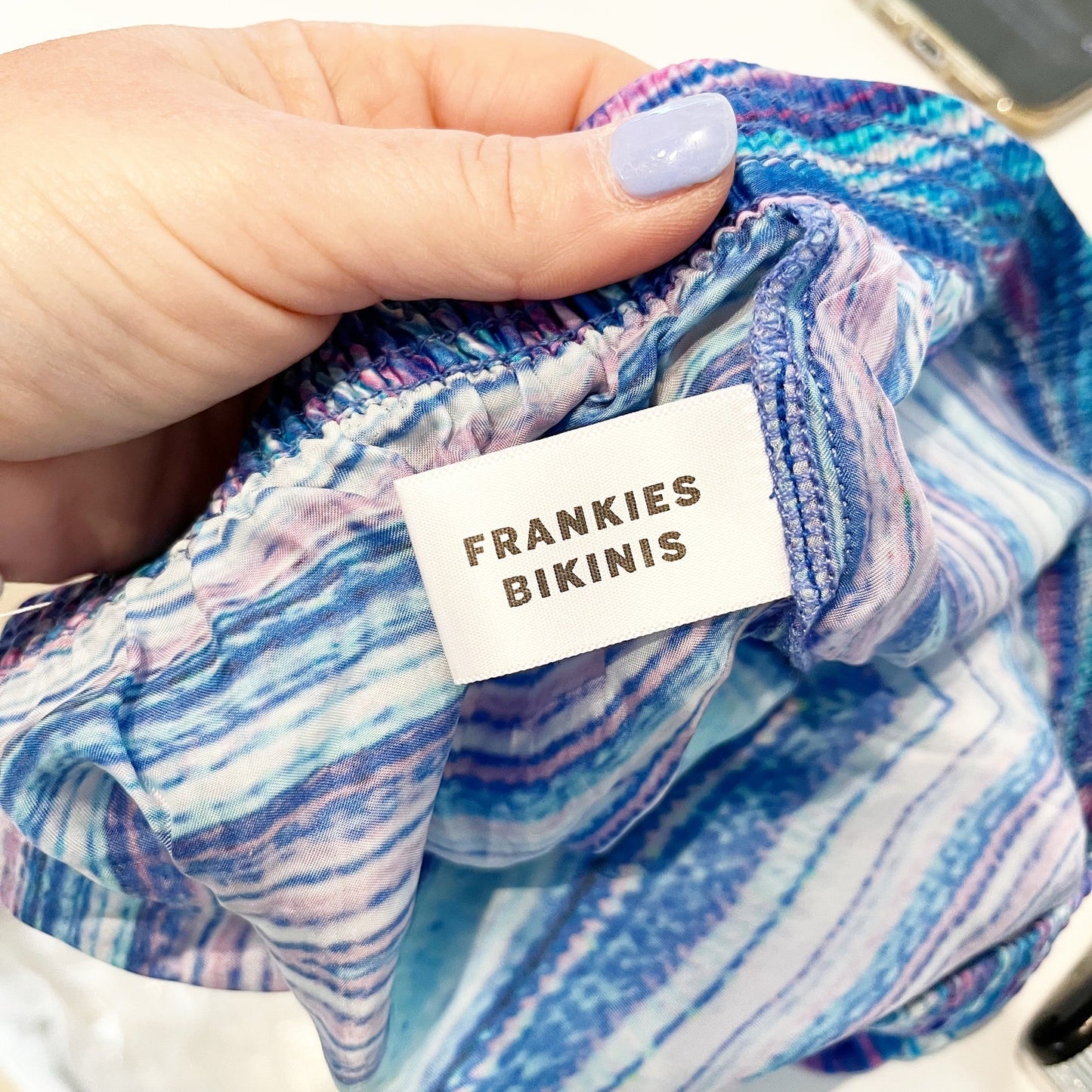Frankies Bikinis Fifi Satin Striped Sustainable Swinwear Shorts Shimmy Blue S