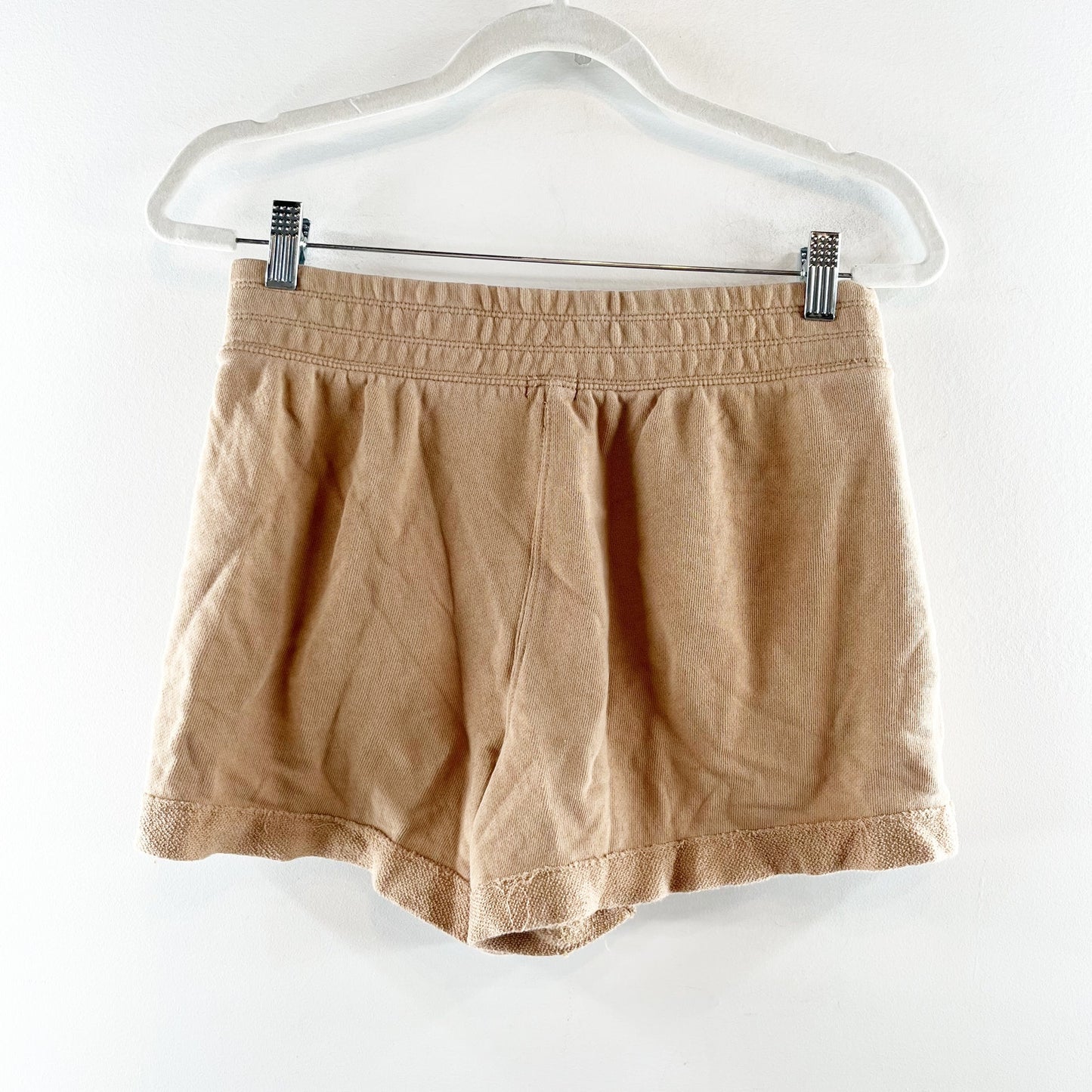 Aerie High Waisted Chillax Fleece Terry Shorts Tan Brown Small
