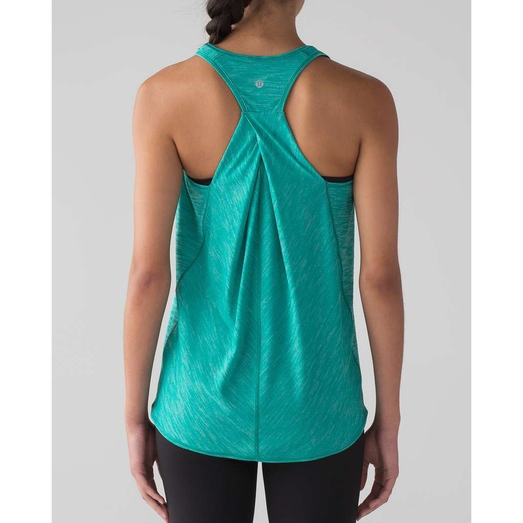 Lululemon Athletica Racerback Essential Tank Top Heathered Viridian Green