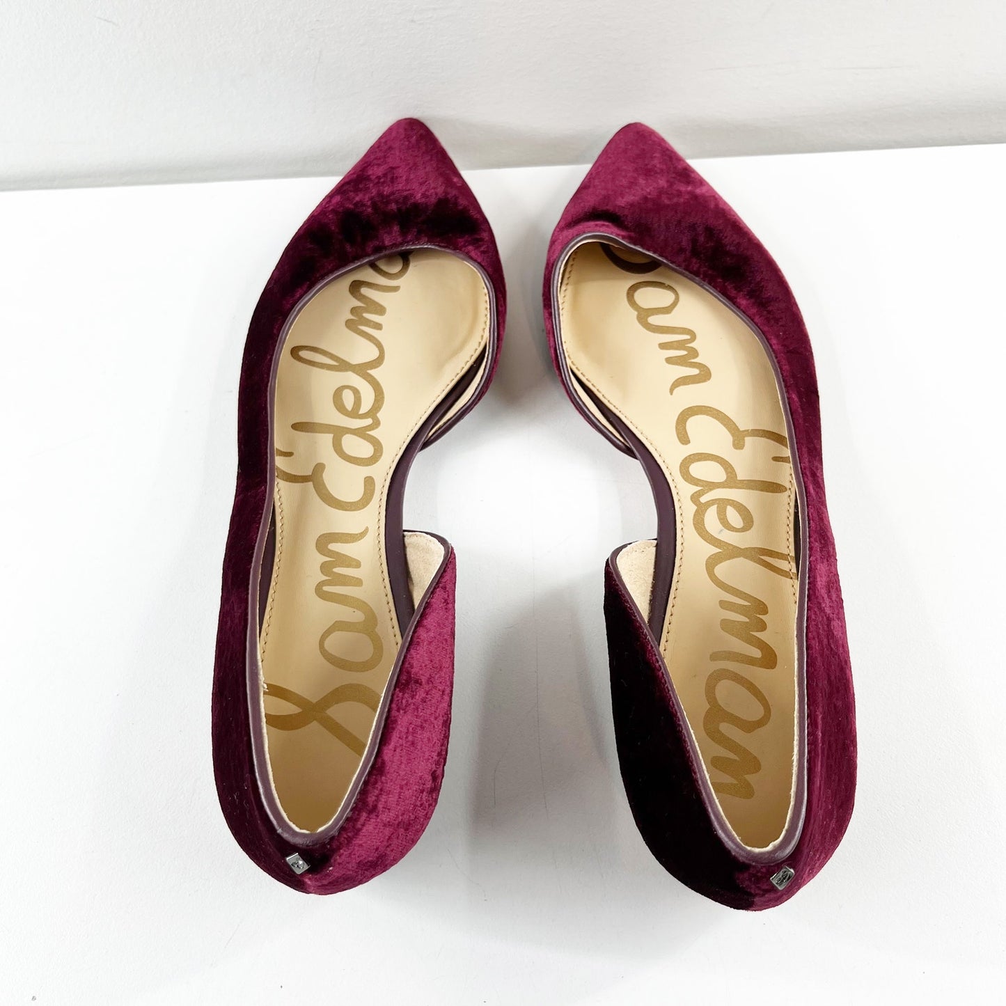 Sam Edelman Dorsay Reema Velvet Pointed Toe Flats Shoes Burgundy Maroon 8.5