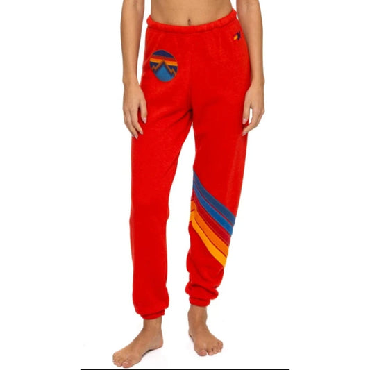 Aviator Nation All Season Circle Chevron Jogger Sweatpants Red XS