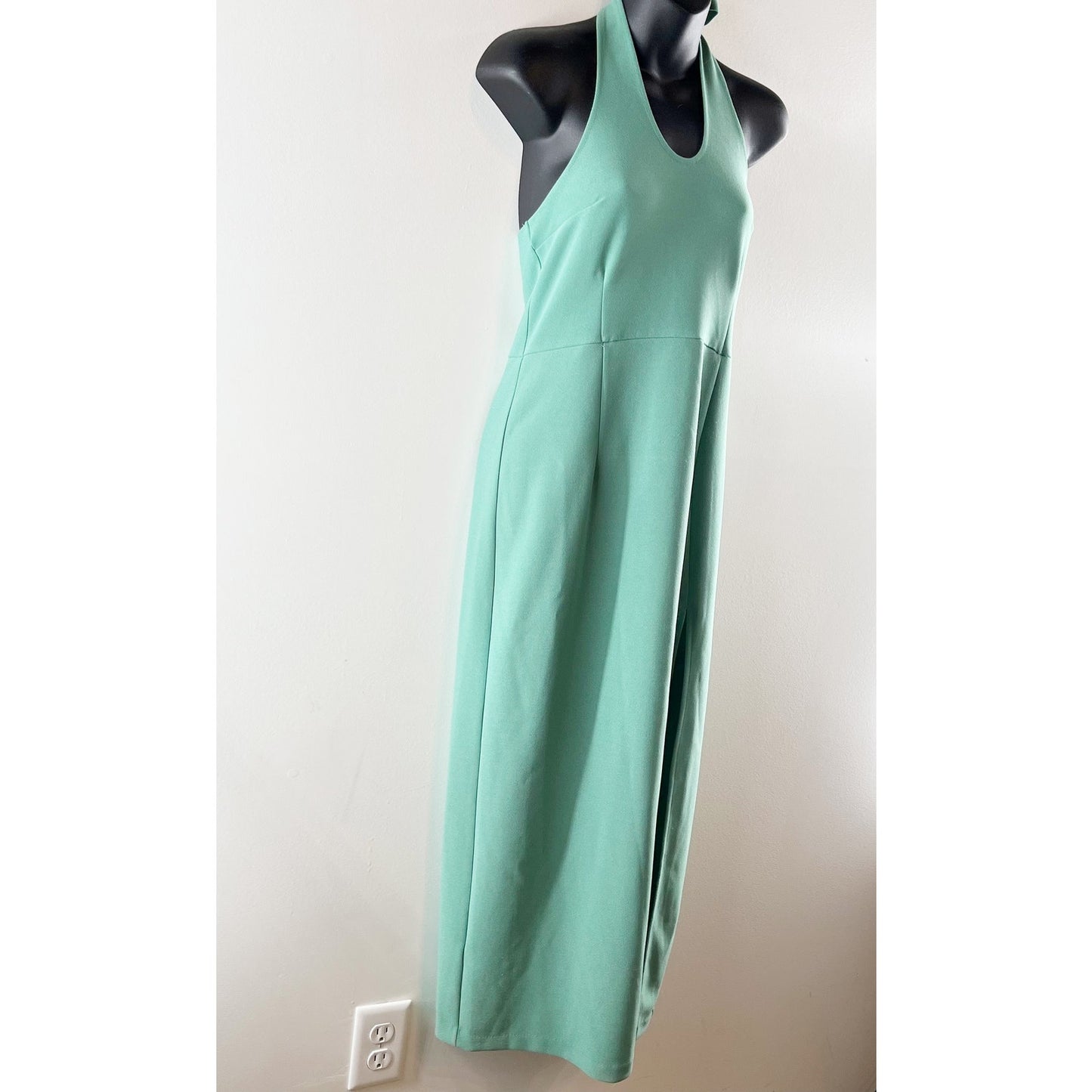 Abercrombie & Fitch Sleeveless Keyhole Halter Side Slit Midi Dress Sage Green M