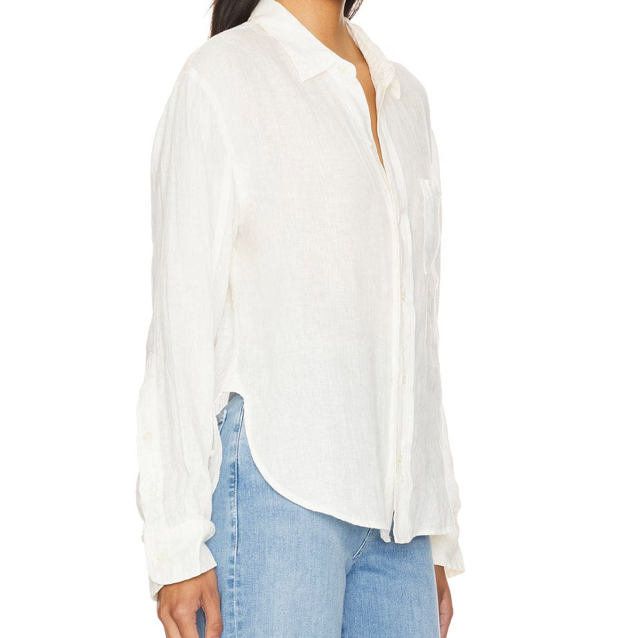 Citizens Of Humanity Kayla Long Sleeve Shrunken Shirt Top Vanilla White XS
