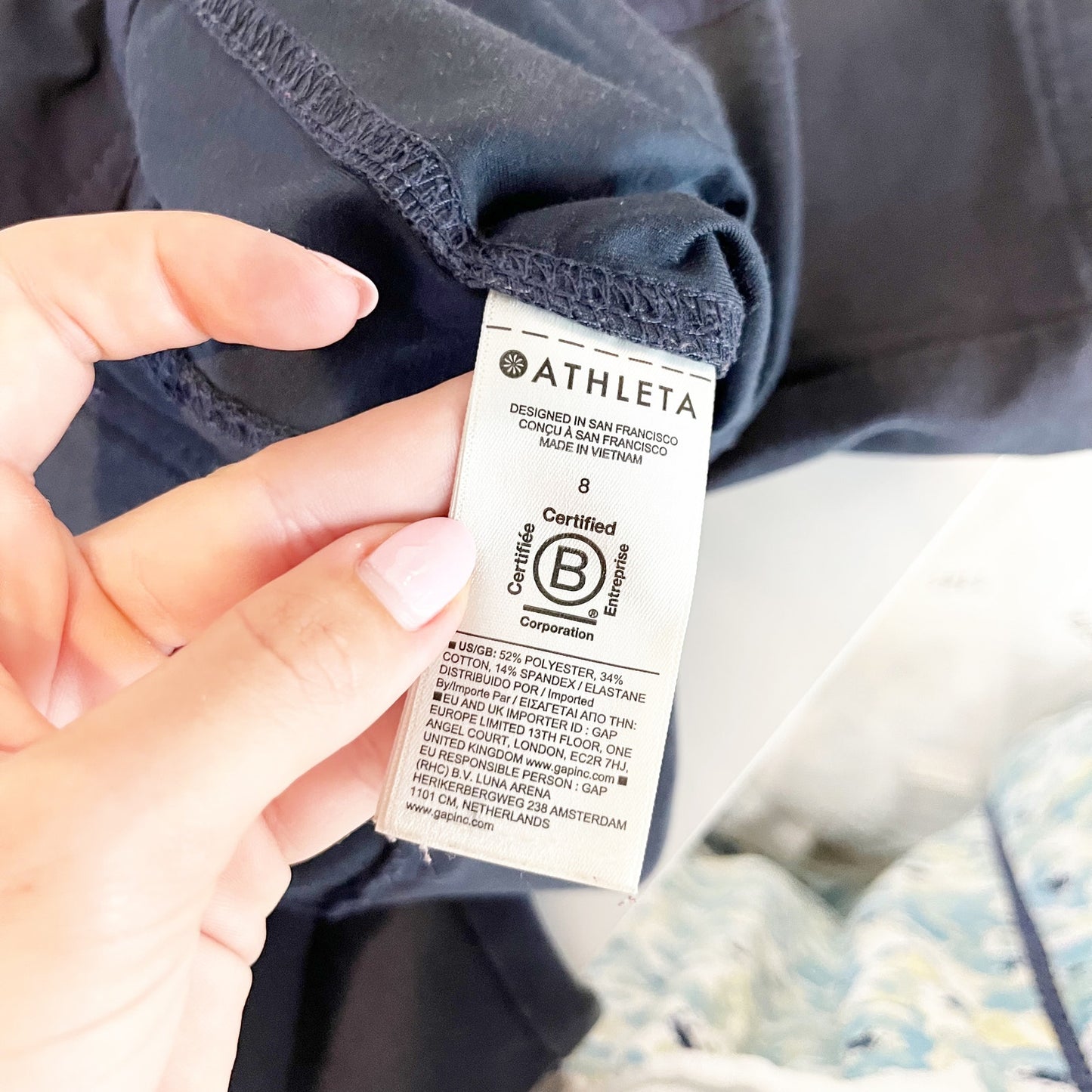 Athleta Skyline High Waisted Weekend Barrel Leg Trouser Pants Navy 8