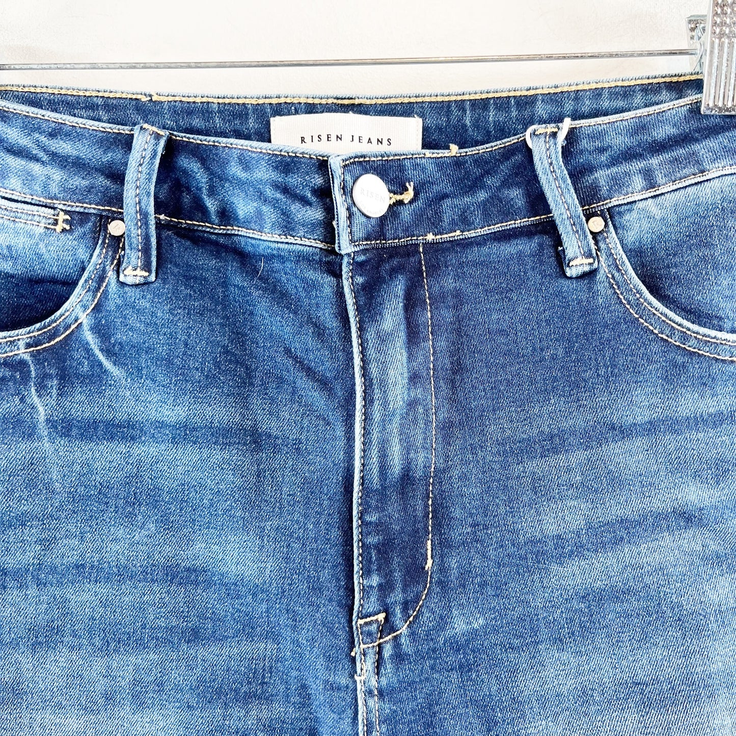 Risen High Rise Cuffed Denim Jean Shorts Blue 2X