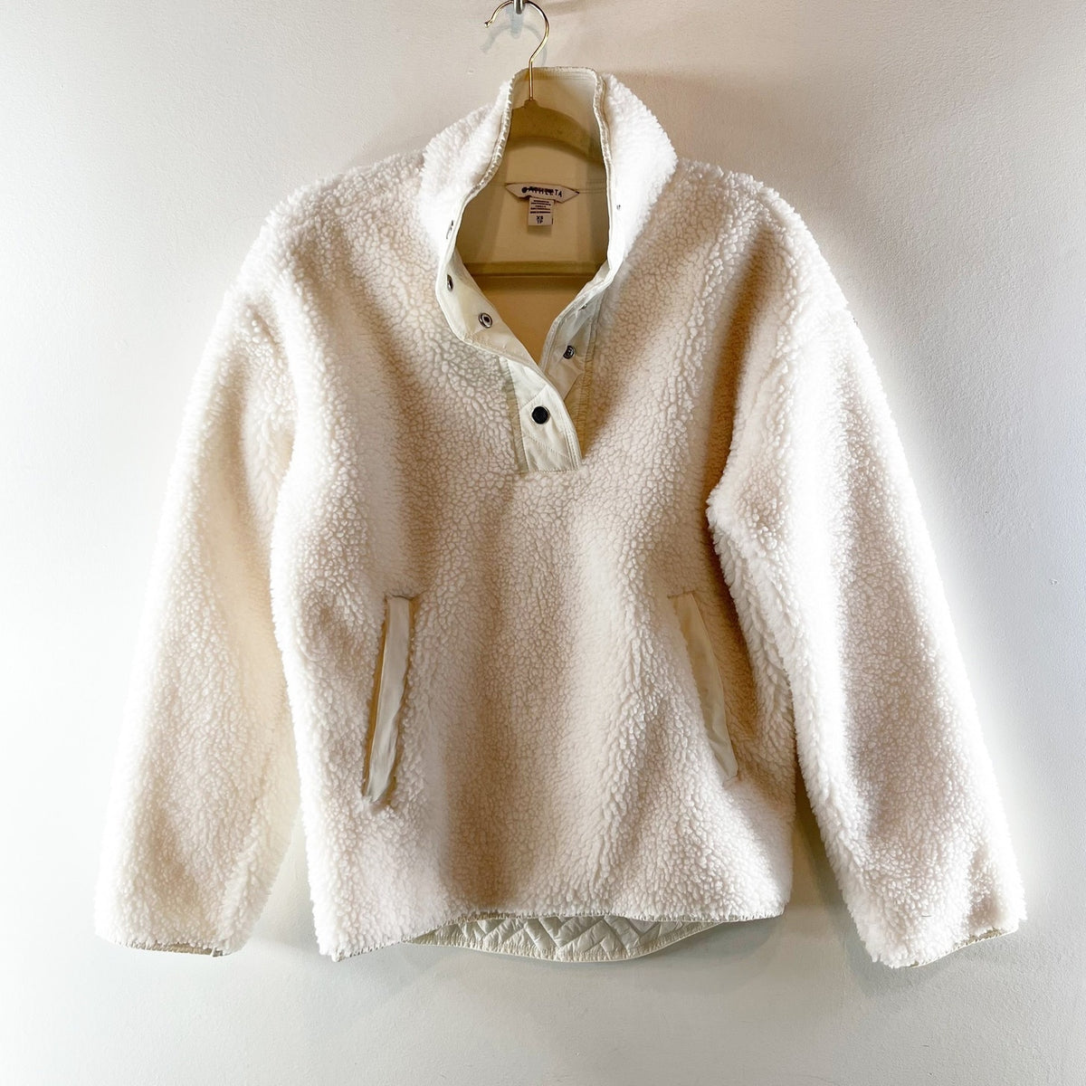 Athleta Cozy Sherpa Fleece Snap Jacket White XS