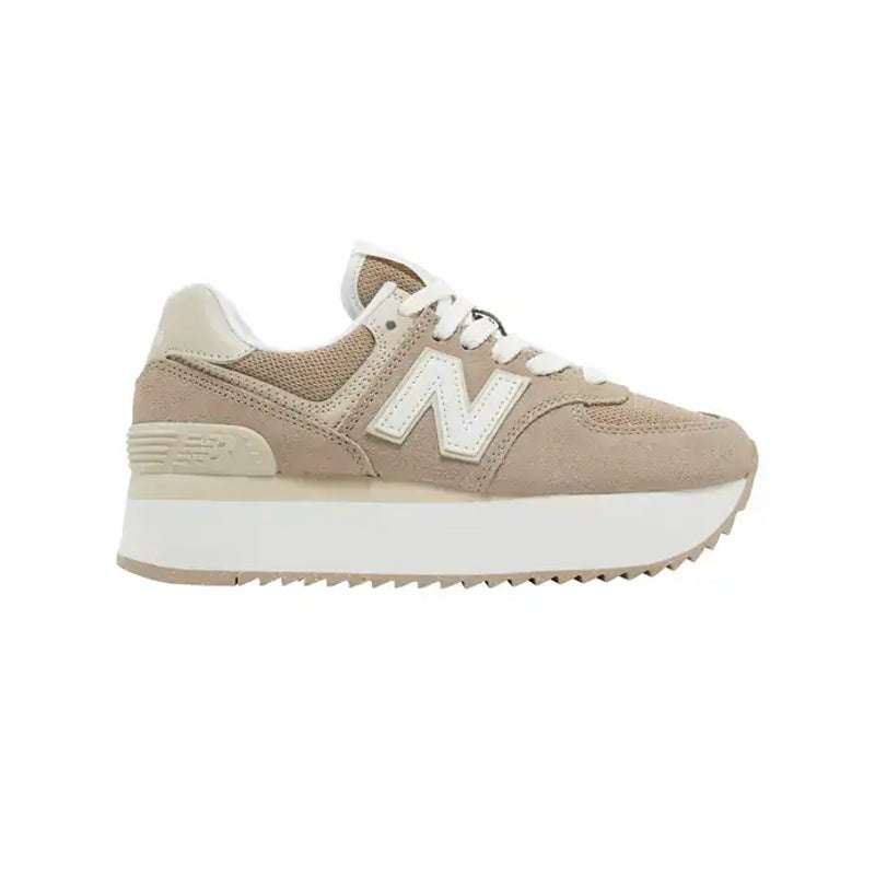 New Balance 574 Stacked Platform Sneakers Tan Beige White 7.5