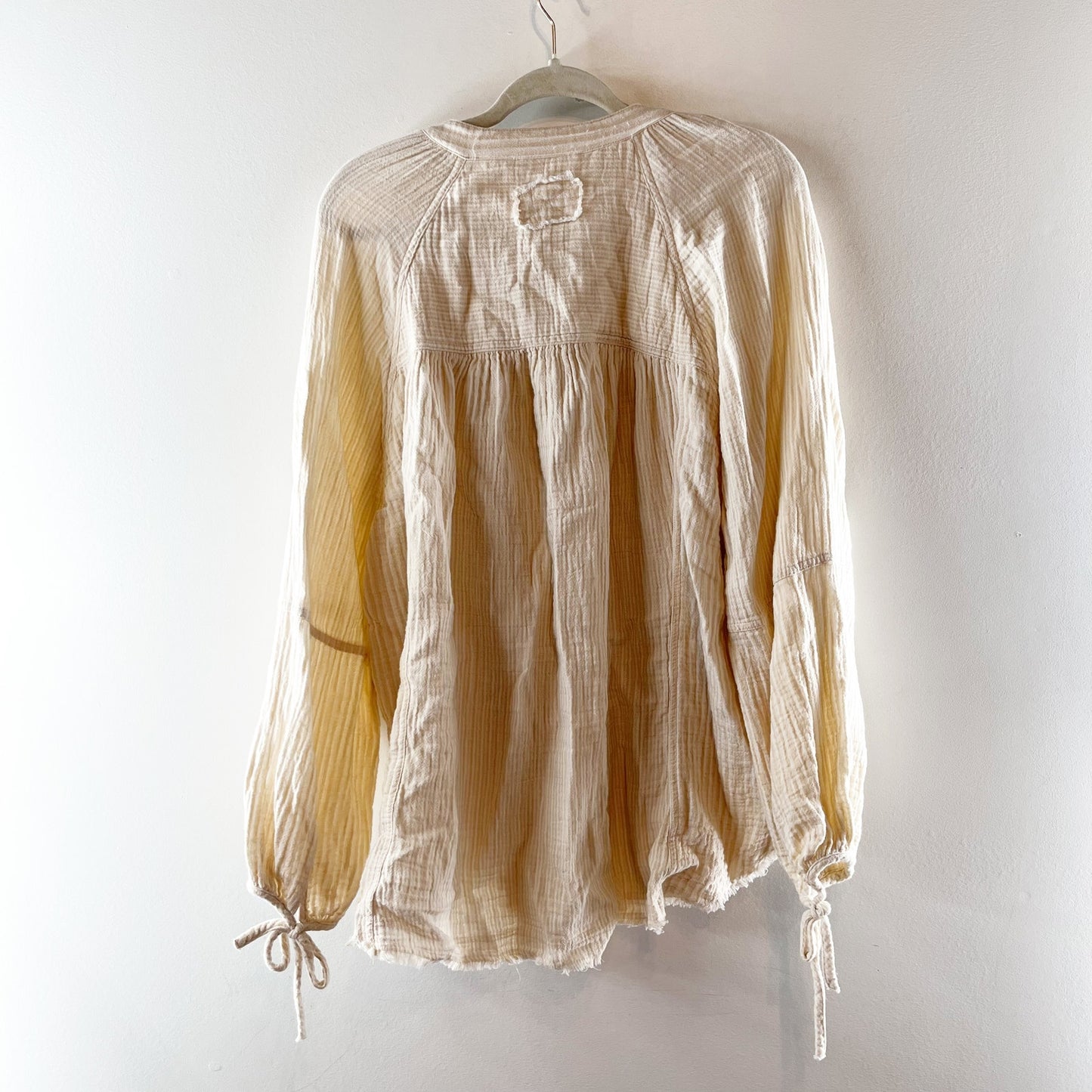 Aerie Daybreak Cover Up Long Sleeve Button Up Gauzy Top Cream Small