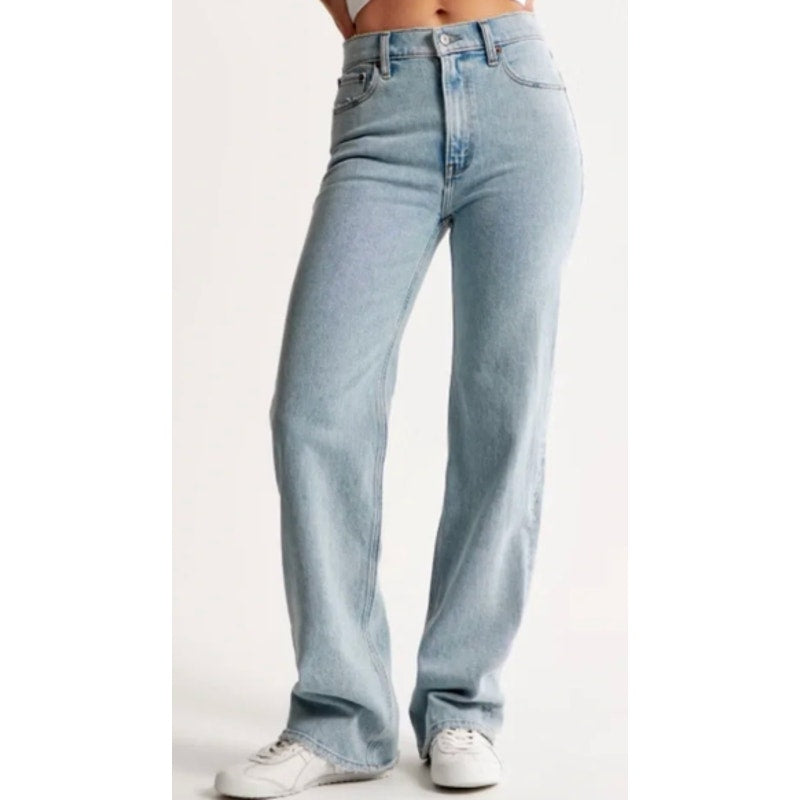 Abercrombie 90's Relaxed High Rise Straight Leg Jeans Blue 25 / 0