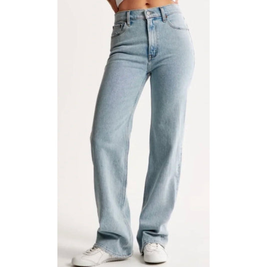 Abercrombie 90's Relaxed High Rise Straight Leg Jeans Blue 25 / 0