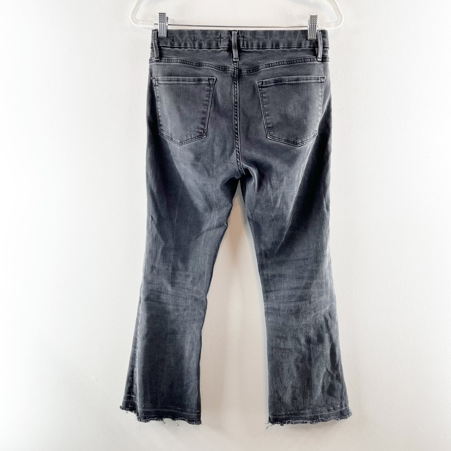 Frame Le Crop Mini Boot Cut Raw Hem Jeans Black 28