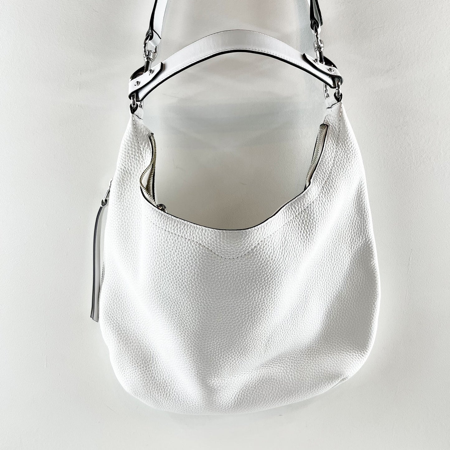 Rebecca Minkoff Michelle Leather Medium Shoulder Hobo Handbag White