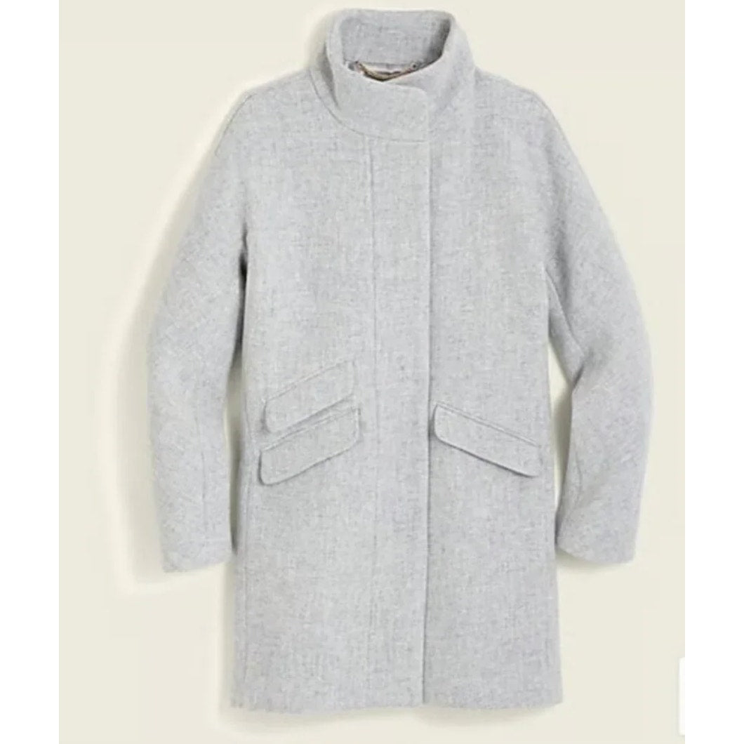 J. Crew Italian Stadium Cloth Wool Blend Long Sleeve Cocoon Overcoat Gray 24