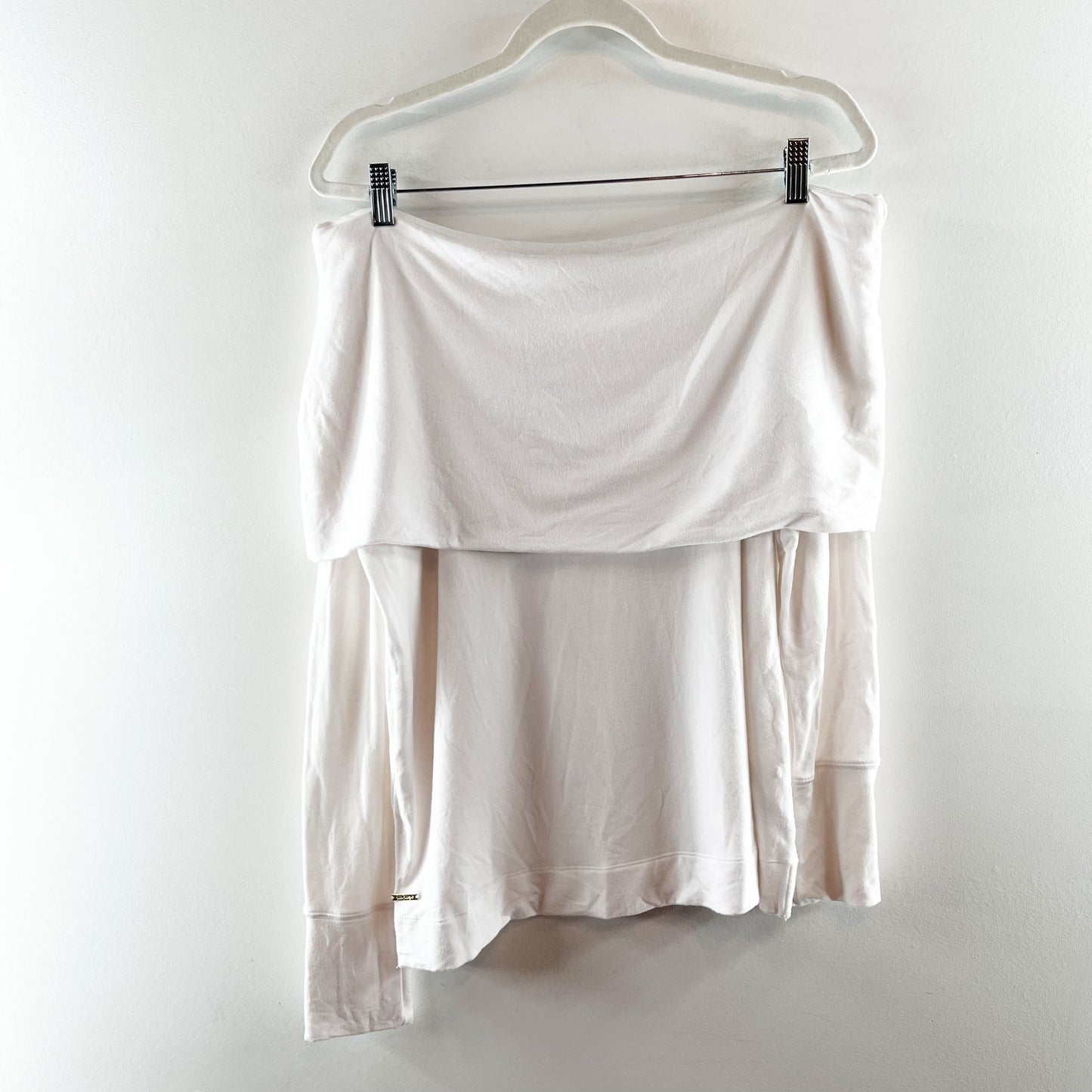 Lilly Pulitzer Belinda Off The Shoulder Long Sleeve Sweatshirt Top White Large