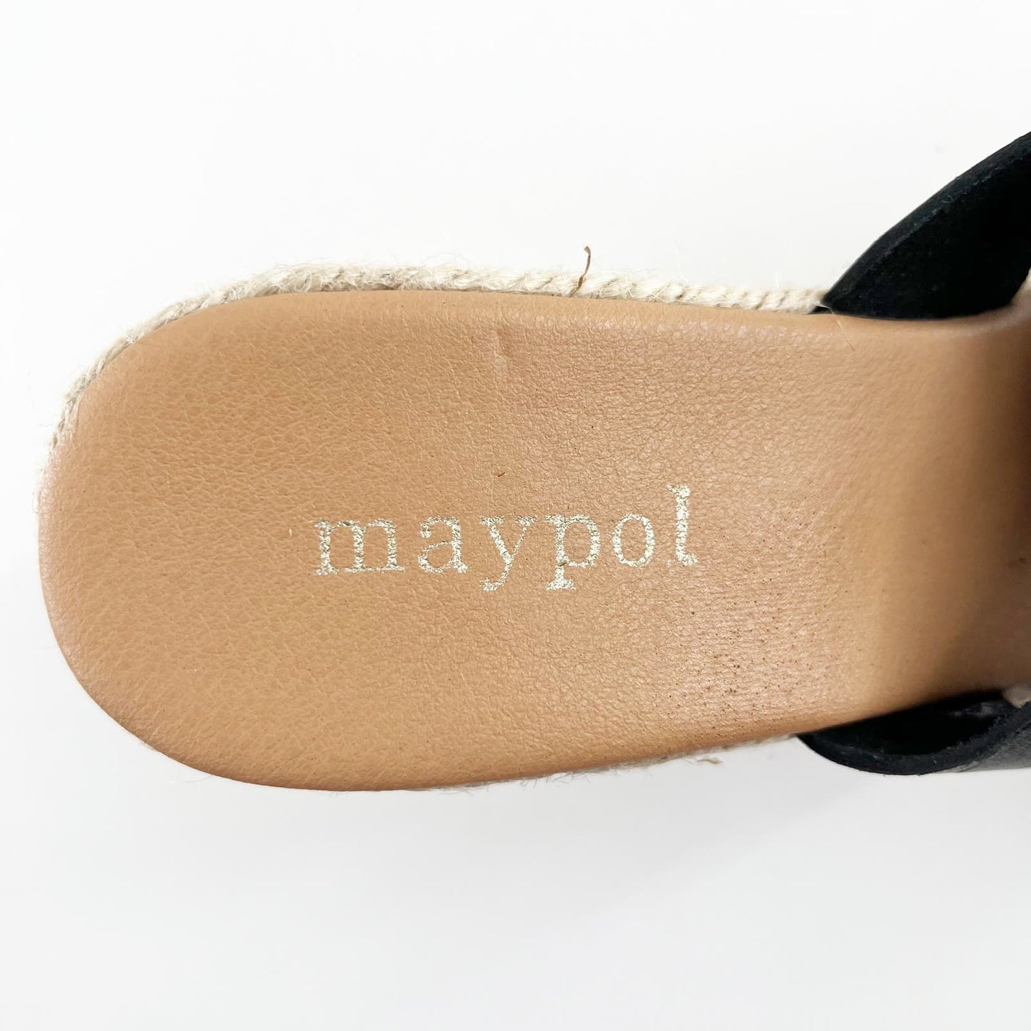 Maypol Anthropologie Studded Leather Espadrille Wedge Sandals Black 10