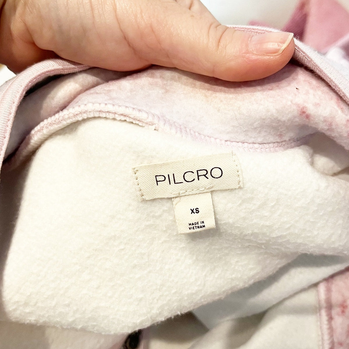 Pilcro Half Zip Pullover Fleece Sweatshirt White Pink Green XS