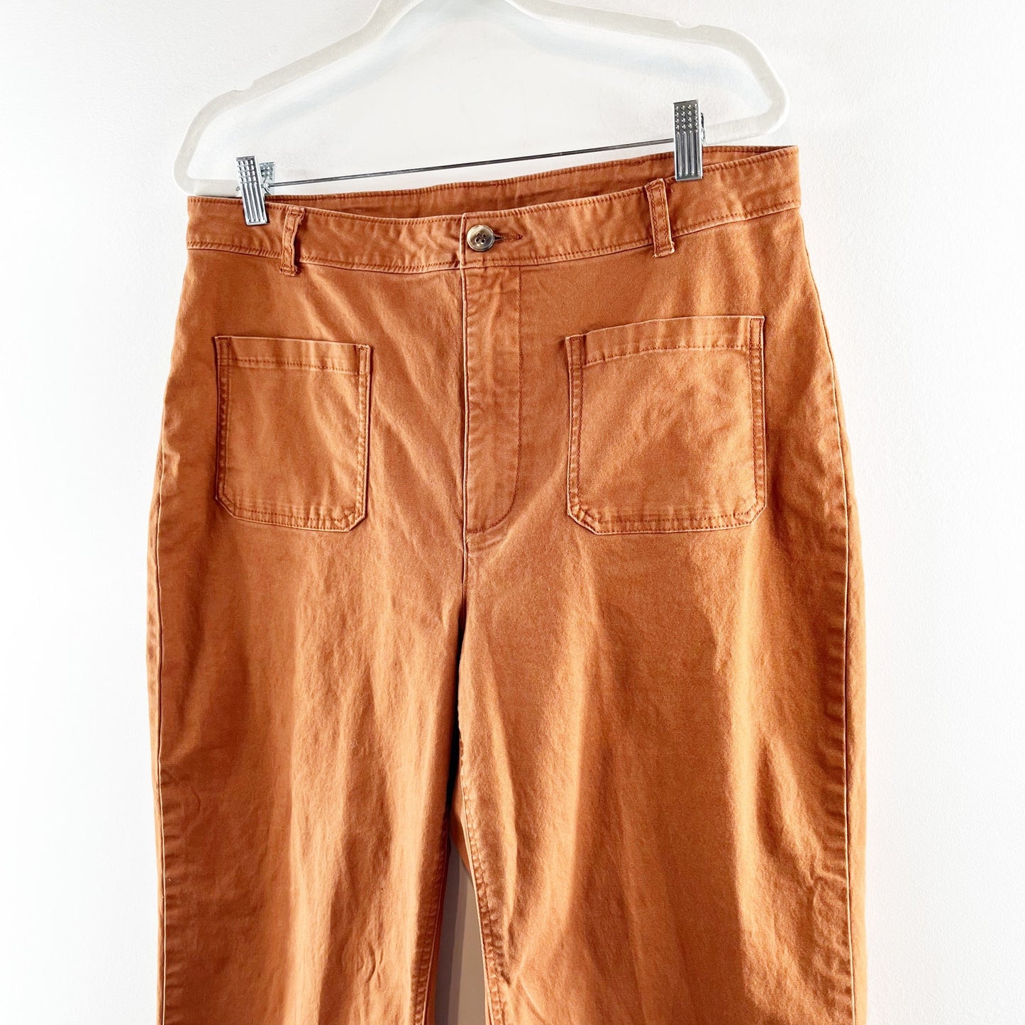 Old Navy High Rise Wide Leg Cropped Chino Pants Copper Penny Brown 14 Tall