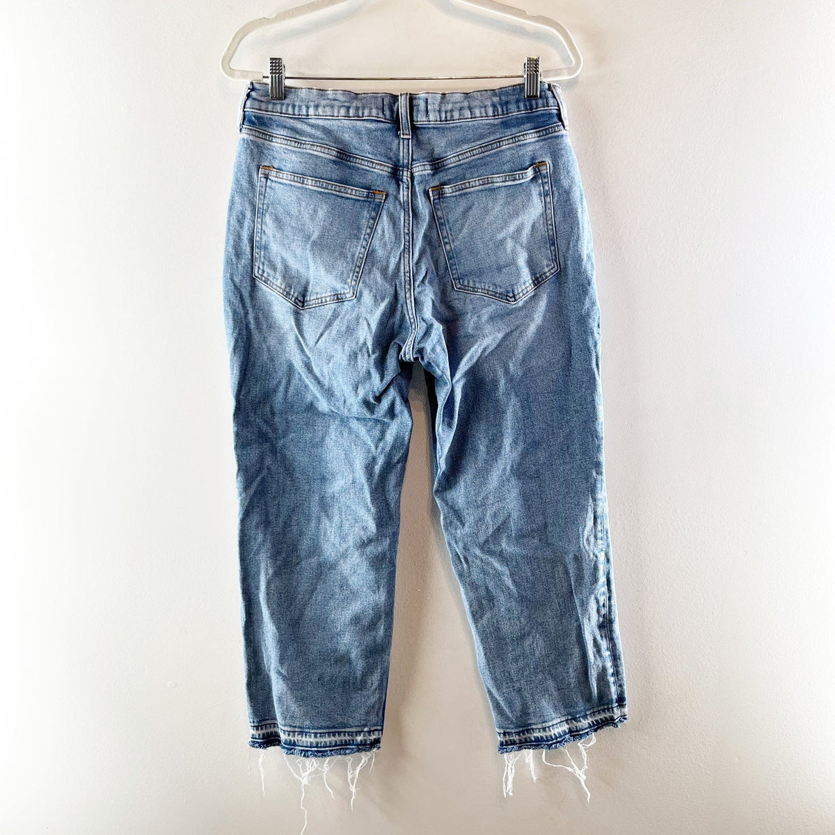 Abercrombie & Fitch Frayed Ankle Straight Ultra High Rise Jeans Blue 31 / 12 P