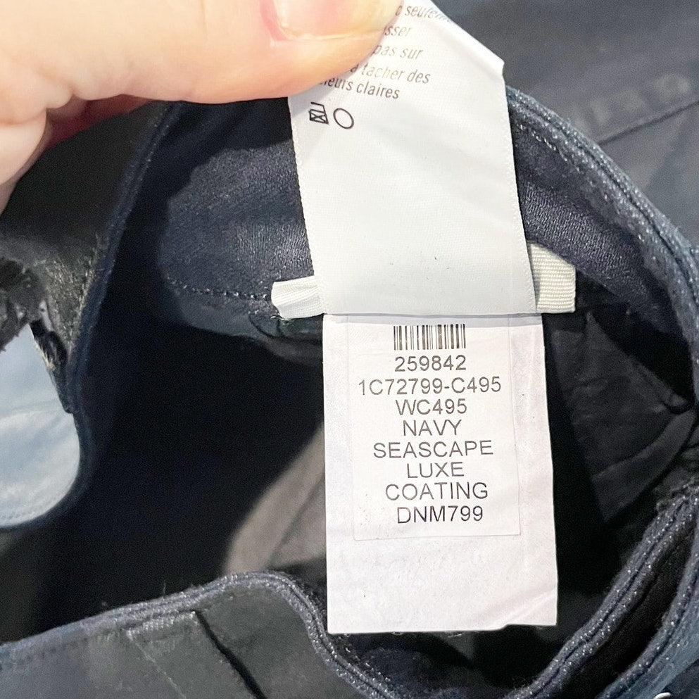 Paige High Rise Coated Anessa Wide Leg Pants In Navy Seascape Blue 30 / 10