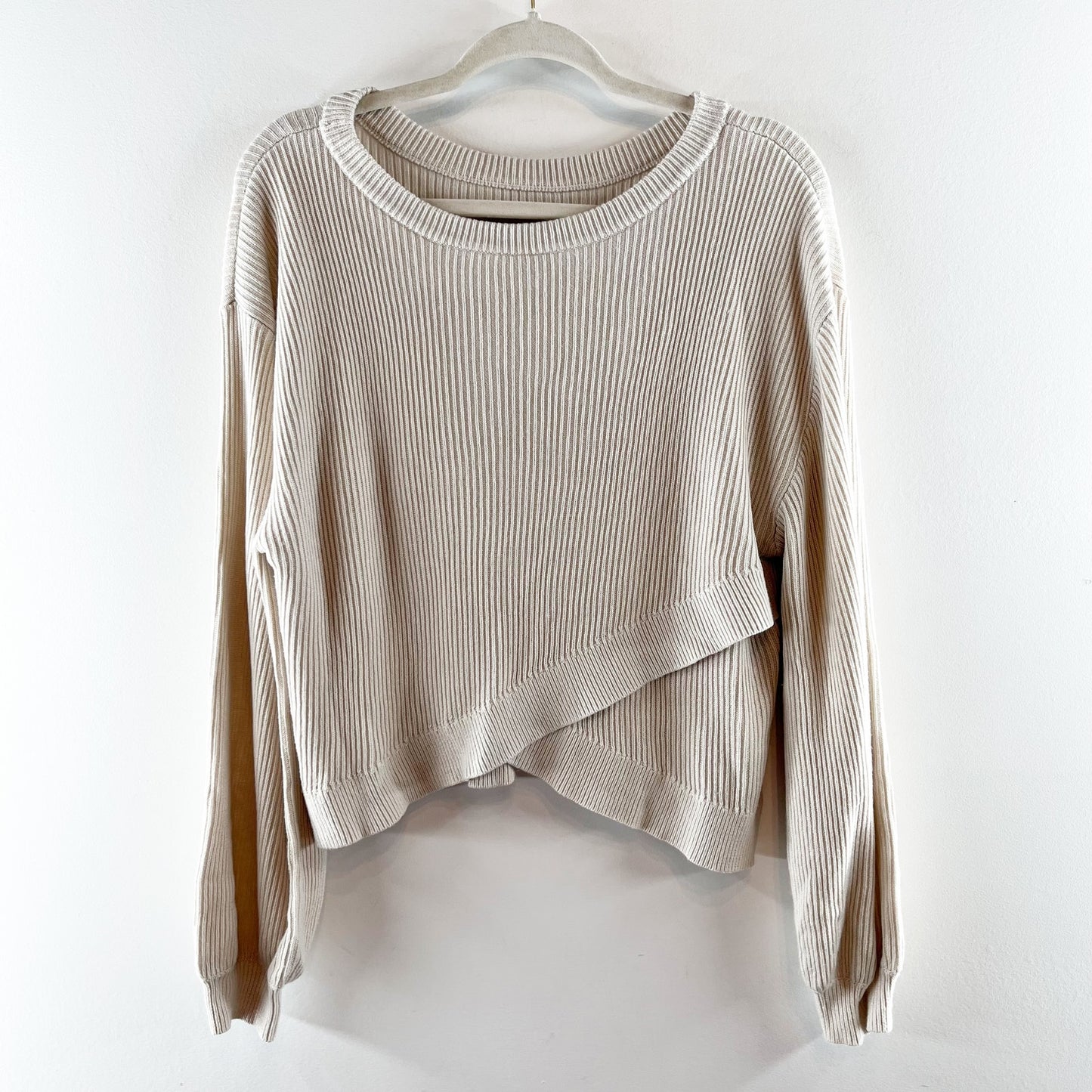 Lululemon Ribbed Reversible Crossover Sweater Tan Beige 10