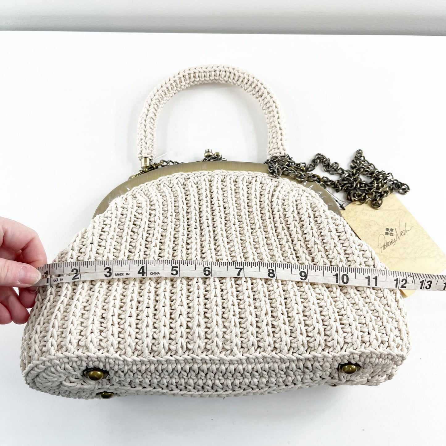 Patricia Nash Raffia Willow Top Chain Crossbody Bag Purse Natural