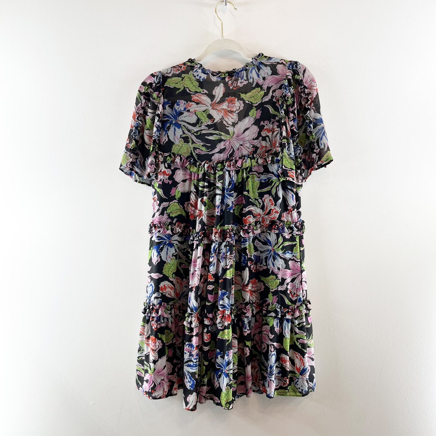 Hofmann Copenhagen Jenna Floral Print V-Neck Mini Dress Black Multi 34