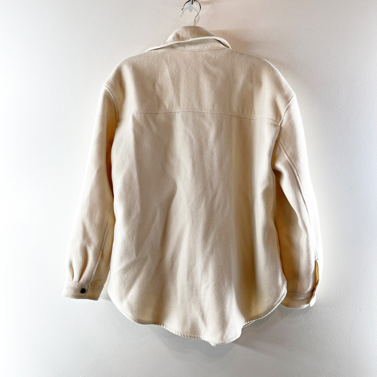 Abercrombie Snap Up Long Sleeve Shacket Cream Large