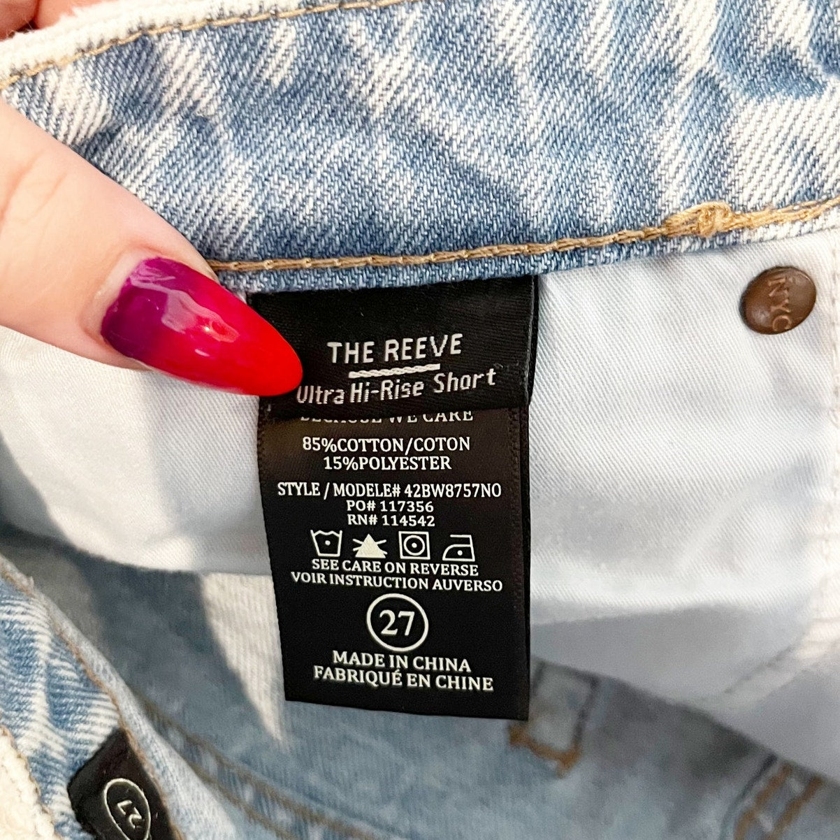 Blank NYC The Reeve Ultra High Rise Jean Distressed Cutoff Shorts Blue 27