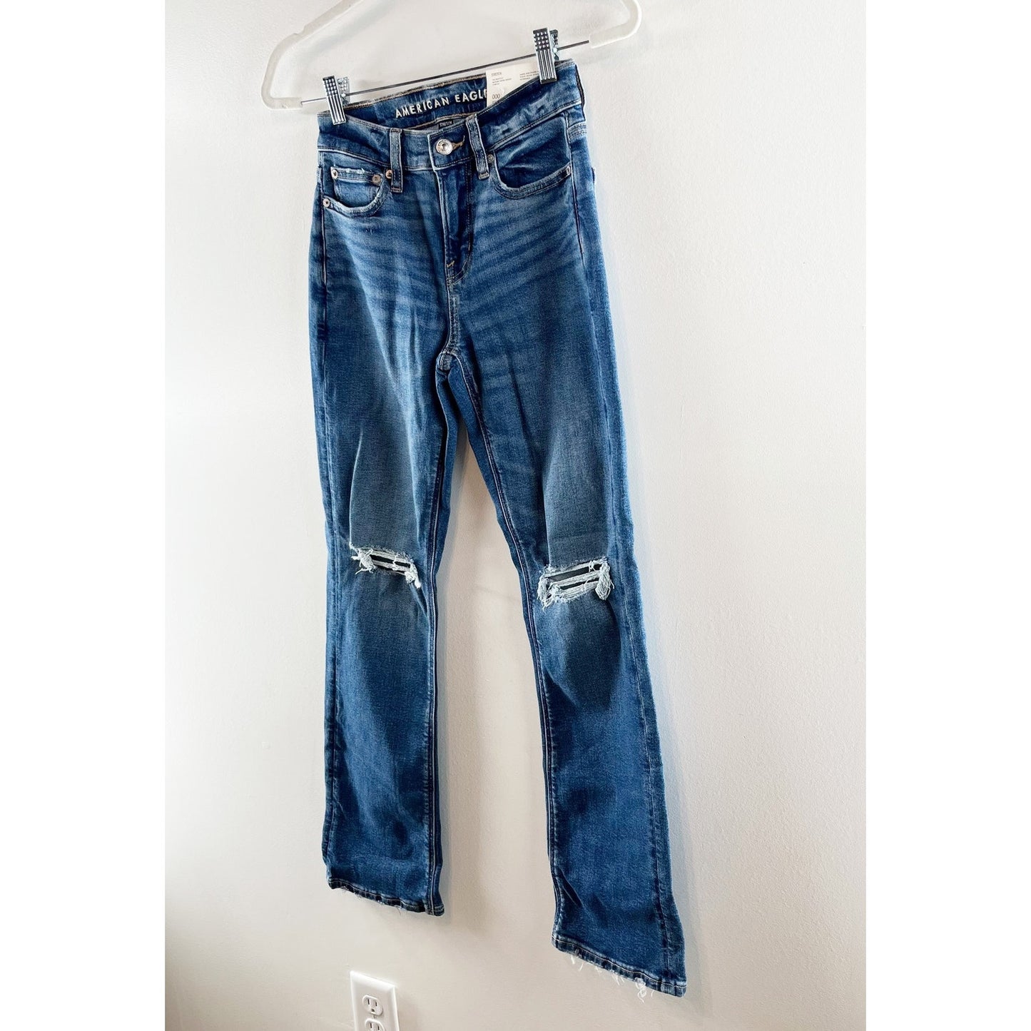 American Eagle Outfitters High Rise Stretch 90s Bootcut Jeans Blue 000 Short