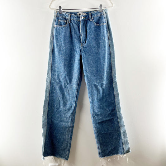 Signature 8 Two-Tone Cotton High Waisted Straight Leg Jeans Blue Large