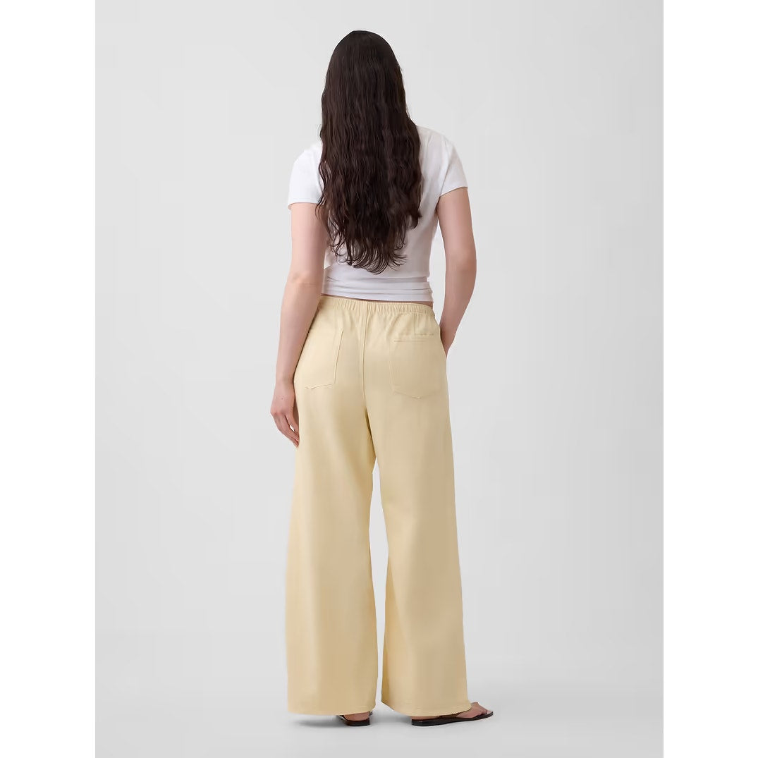 Gap Denim Superlight Mid Rise Soft Pull-On Wide Leg Jeans Vanilla Pudding Small