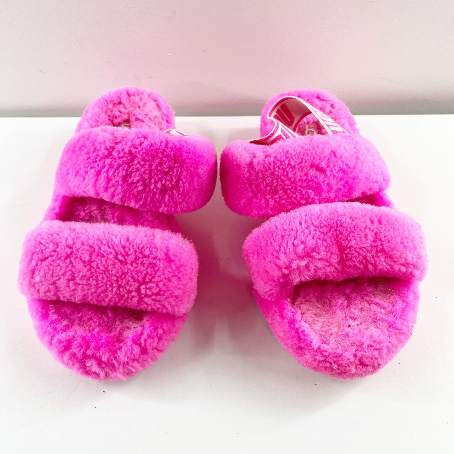 UGG Sherpa Oh Yeah Double Strap Slide Sandal Slippers Hot Pink 7