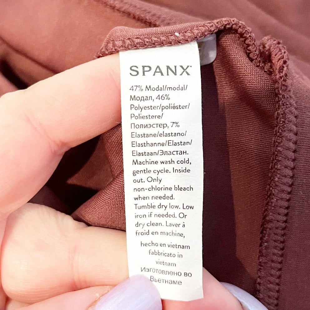 Spanx Air Essentials Half Zip Pullover Sweatshirt Spice Ox Blood Medium