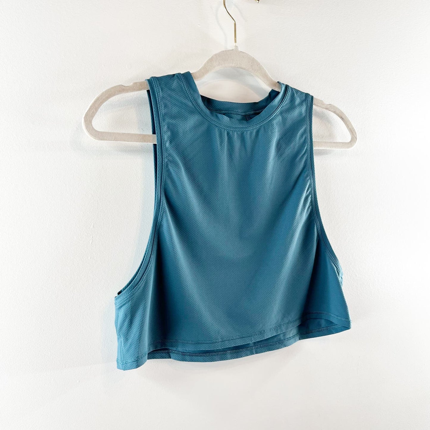 Lululemon Sleeeveless Cropped Workout Tank Top Teal Blue Green Small