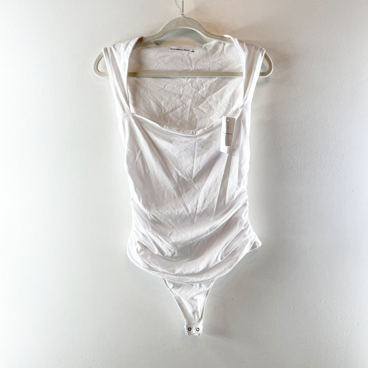 Abercrombie & Fitch AvaSquare Neck Ruched Bodysuit White Large