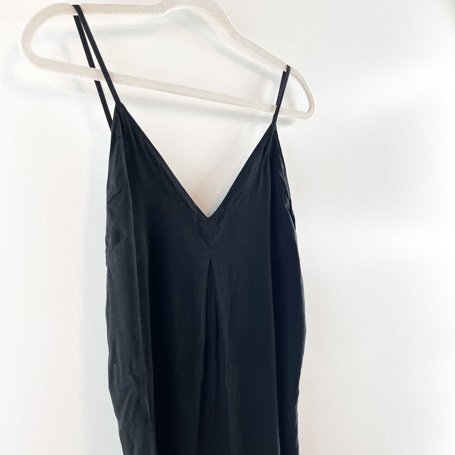 NSF Sleeveless V-Neck Frayed Hem One Piece Wide Leg Jumpsuit Black Small