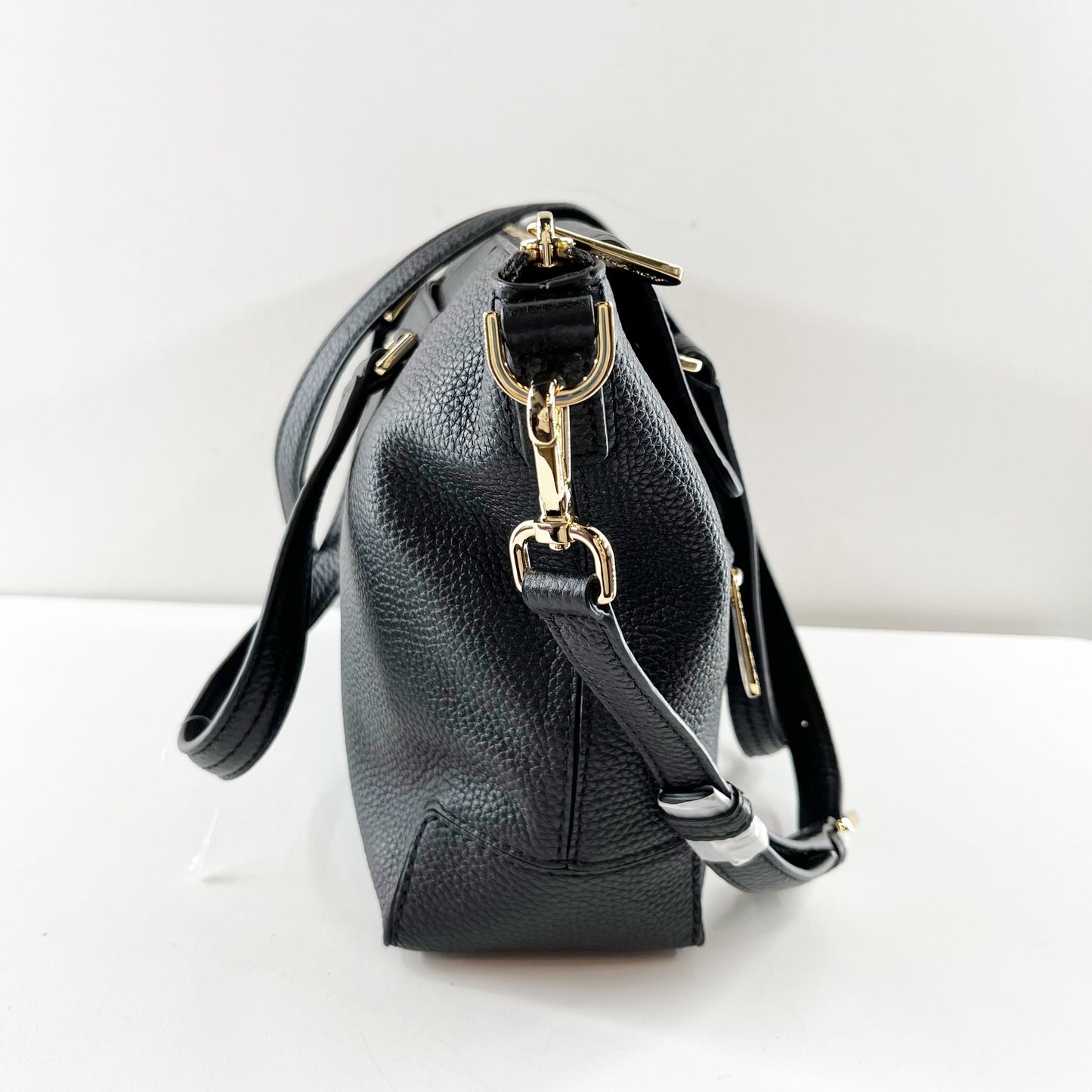 Michael Kors Mackenzie Leather Adjustable Strap Satchel Tote Bag Black Medium