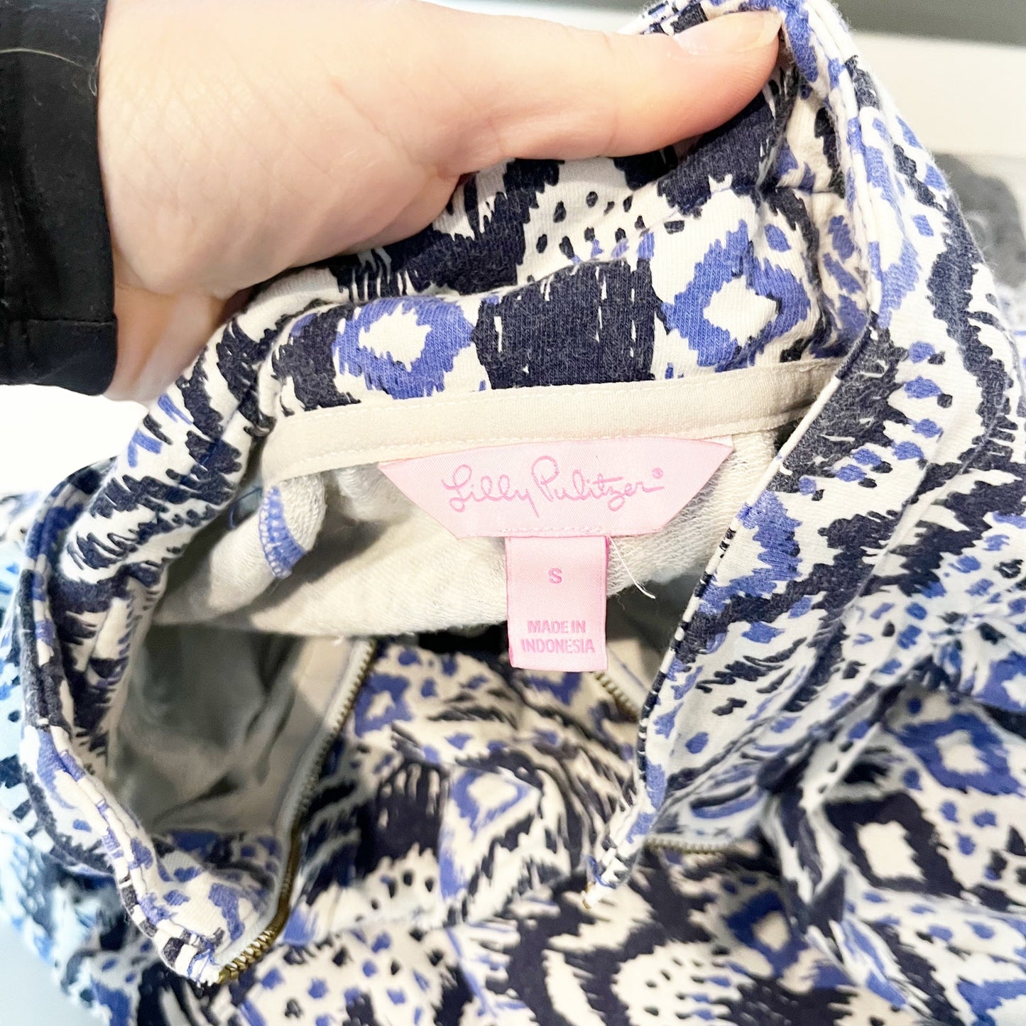 Lilly Pulitzer Skipper Beckon Oh My Cod Popover French Terry Dress Blue Small